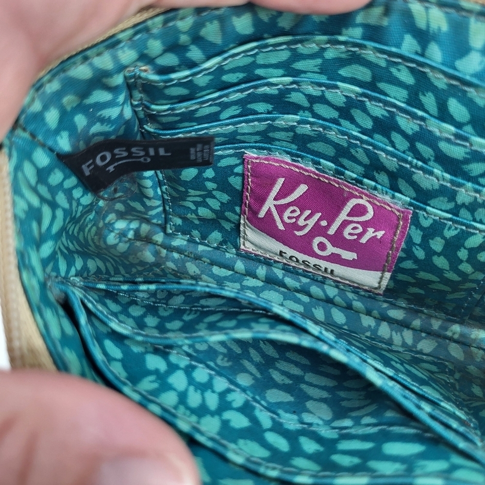 Fossil Key Per Wristlet Wallet Zipper Leather Pri… - image 5